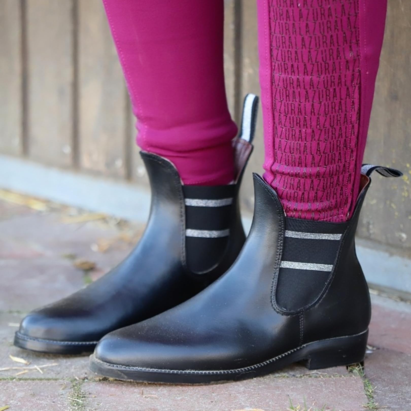 HKM - Jodhpurgummistiefel Style Lurex | Gummistiefeletten für Damen, Herren & Kinder | Regenstiefeletten mit Elastikeinsatz | wasserdichte Jodhpur-Stiefelette in Schwarz | Größe 30-45