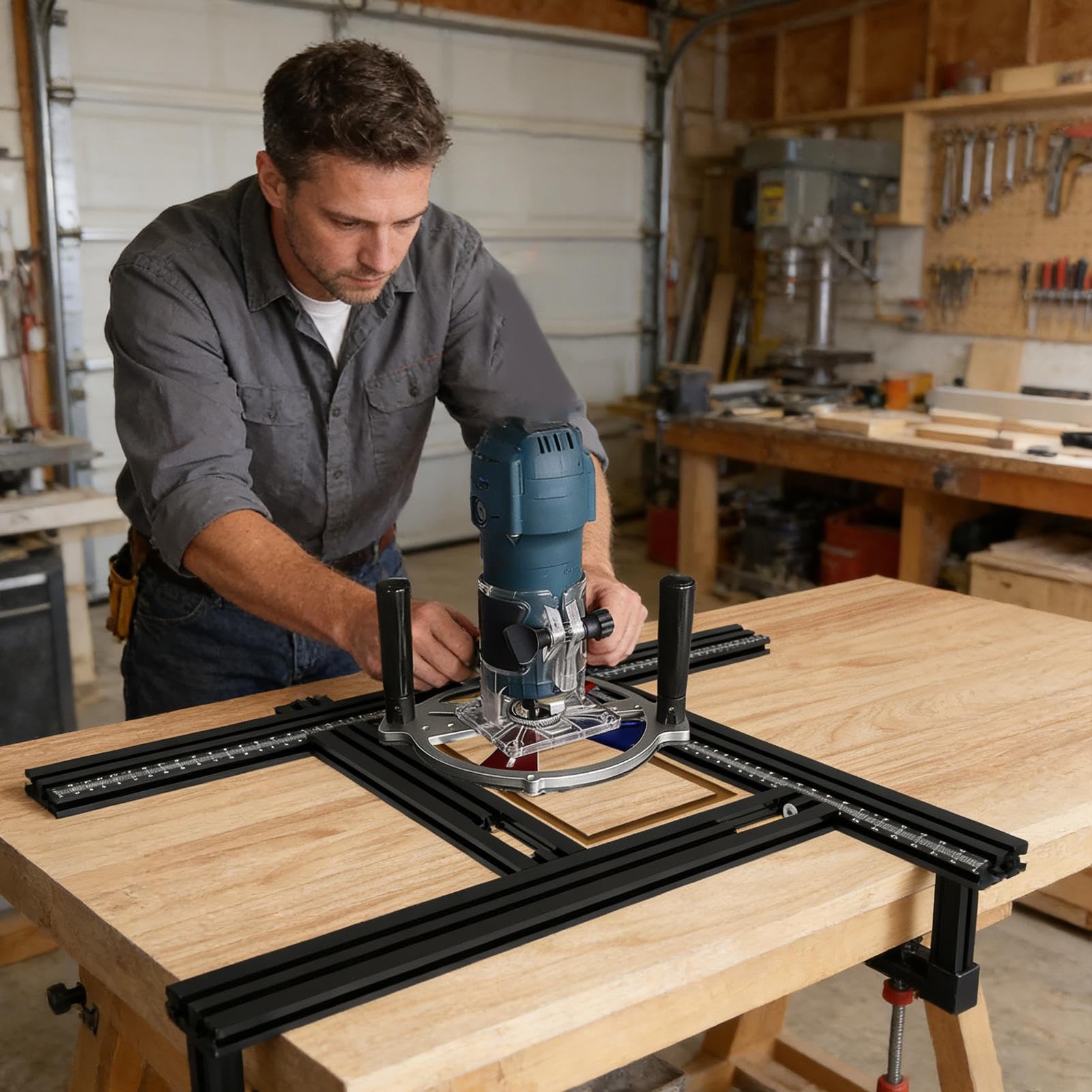 Guía de aserrado,Carril de apoyo para trituradora de madera | Guía deslizante ajustable, para taller, construcción, grabado, fresado, trabajo de madera, ranurado, acabado