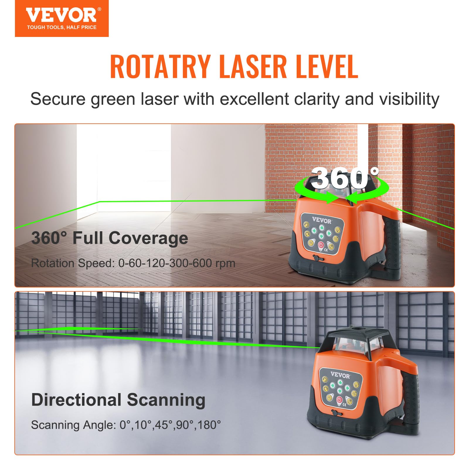 VEVOR Rotary Laser Level - 2000 ft Range -2