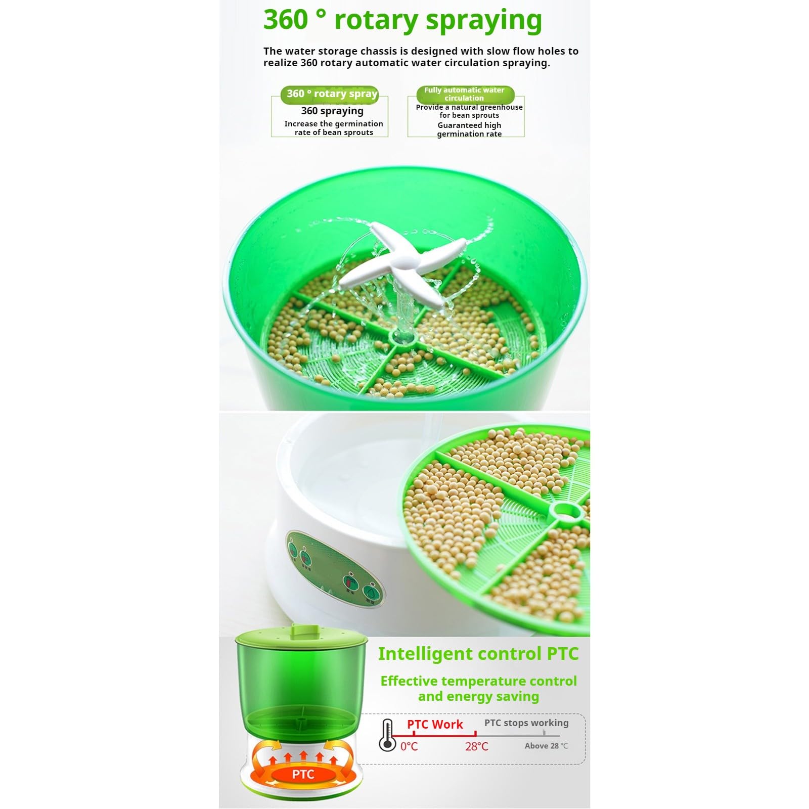 Macchina automatica per germogli di fagioli con piastra di pressatura e sistema di irrigazione, ideale per piantine di fagioli verdi, soia e ravanelli