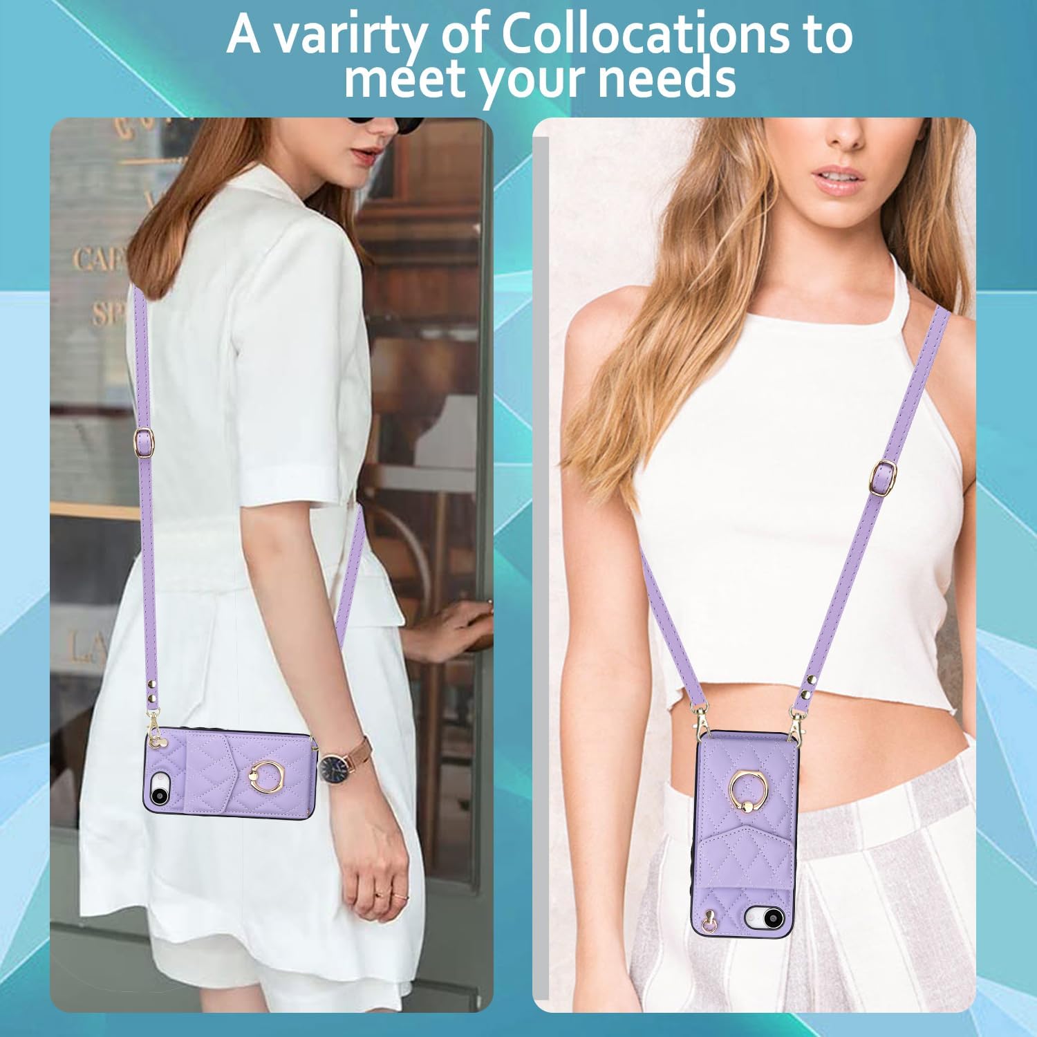 Phone Case for iPhone 16e/SE 2025/SE 4 Wallet Cover with Tempered Glass Screen Protector and Ring RFID Blocking Card Holder Cell i Phone16e i16e 16 e SE4 4th Generation 16eCase Women Men Girls Purple