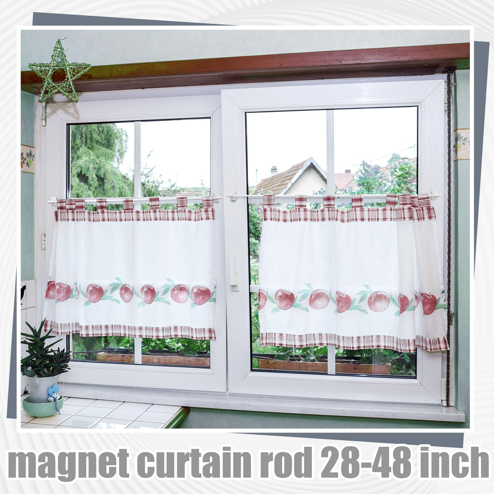 Yaocom Magnetische Gardinenstangen für Metalltüren, 71,1 cm bis 121,9 cm, 1,27 cm, vielseitig verwendbar, verstellbare Magnetstange für Fensterrahmen, Schränke, Kühlschränke, Geschirrspüler, 4 Stück