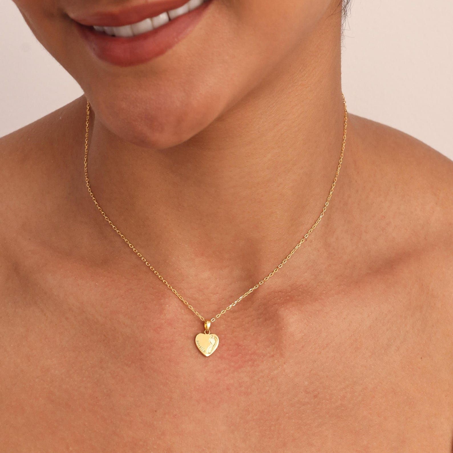 bebé huella del pie Collar plata de ley 925 real huella de la mano corazón colgante colgante bebés fiesta prenatal hechos a mano