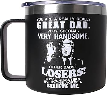 LEIOH Fathers Day Dad Gifts from Daughter Son,Christmas Birthday Gifts for Step Dads Father in Law Him Bonus Daddy,Gift for Men Papa Grandpa Uncle Stepdad,14 oz Black Tumbler Mug