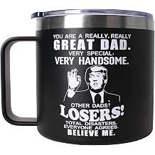 LEIOH Fathers Day Dad Gifts from Daughter Son,Christmas Birthday Gifts for Step Dads Father in Law Him Bonus Daddy,Gift for Men Papa Grandpa Uncle Stepdad,14 oz Black Tumbler Mug