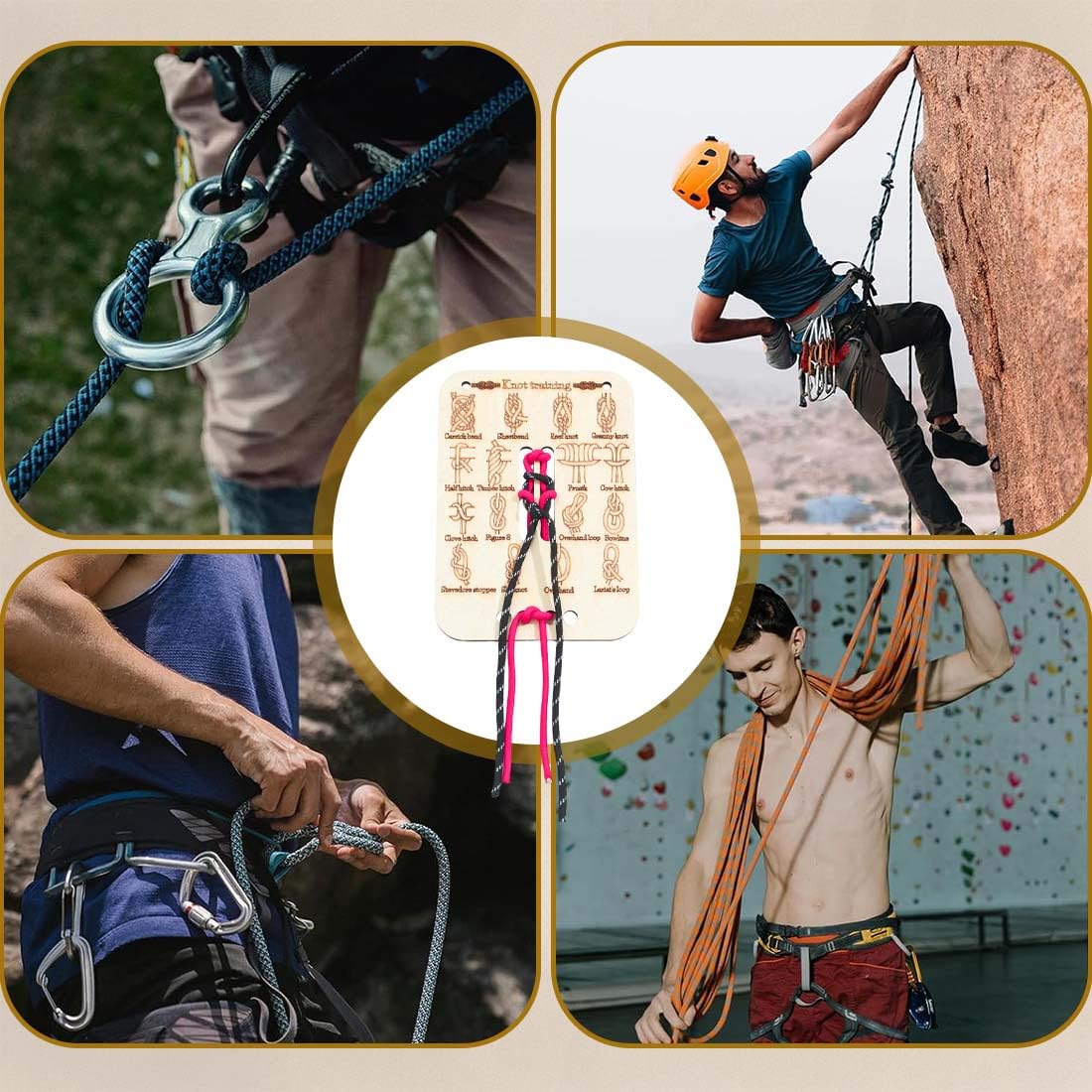 1 Kit Tabla De Práctica Para Hacer Nudos, Kit Entrenamiento De Nudos De Madera, 16 Esenciales Con Cuerdas Paracord, Para Exteriores, Supervivencia, Acampada Y Escalada