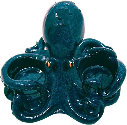 Miniatura 4 de Decoración náutica de cocina y bar, soporte para juego de sal y pimienta de pulpo, cocteleros incluidos, 5.75 pulgadas