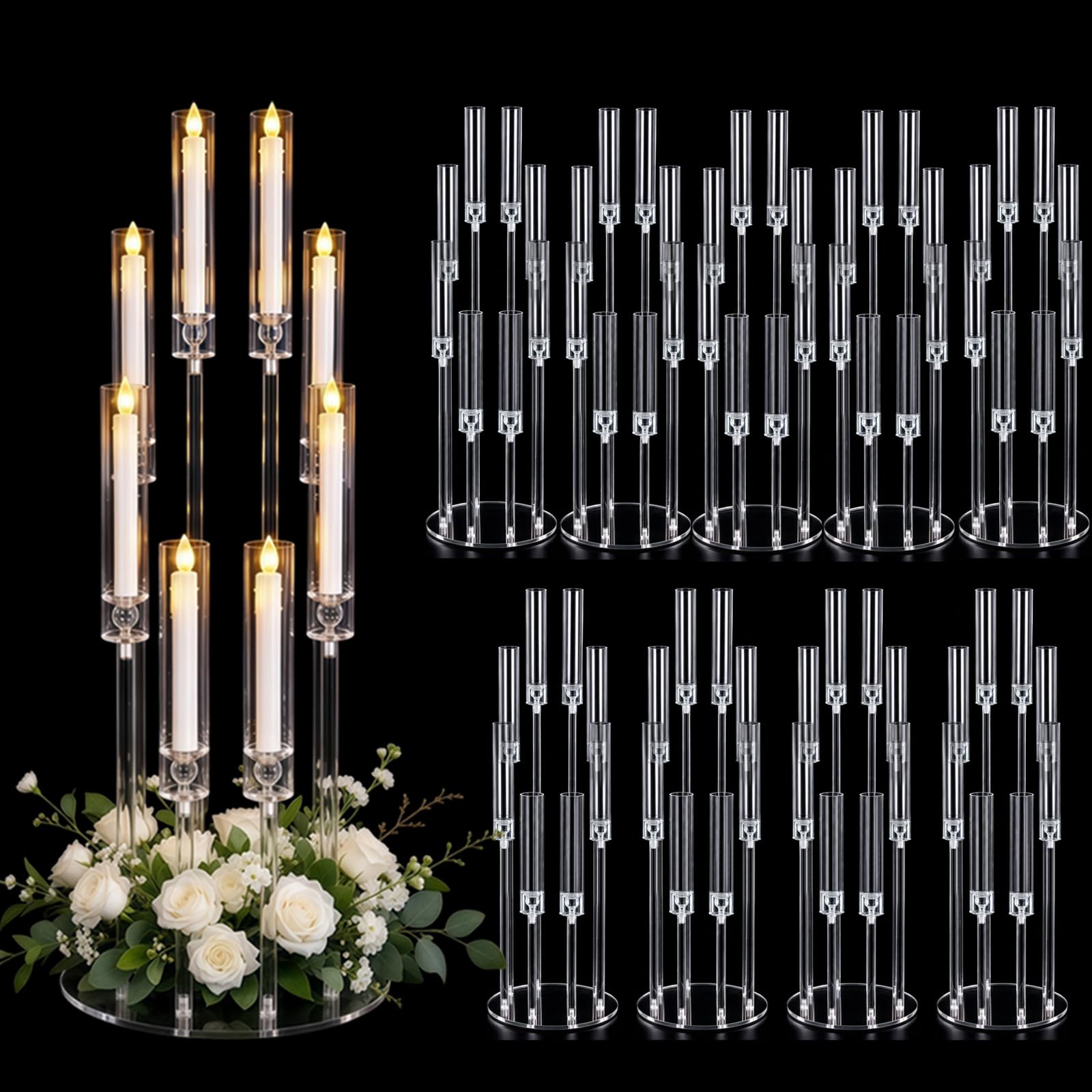 Photo 1 of VINCIGANT 10-Pack Acrylic Candelabra Centerpieces
