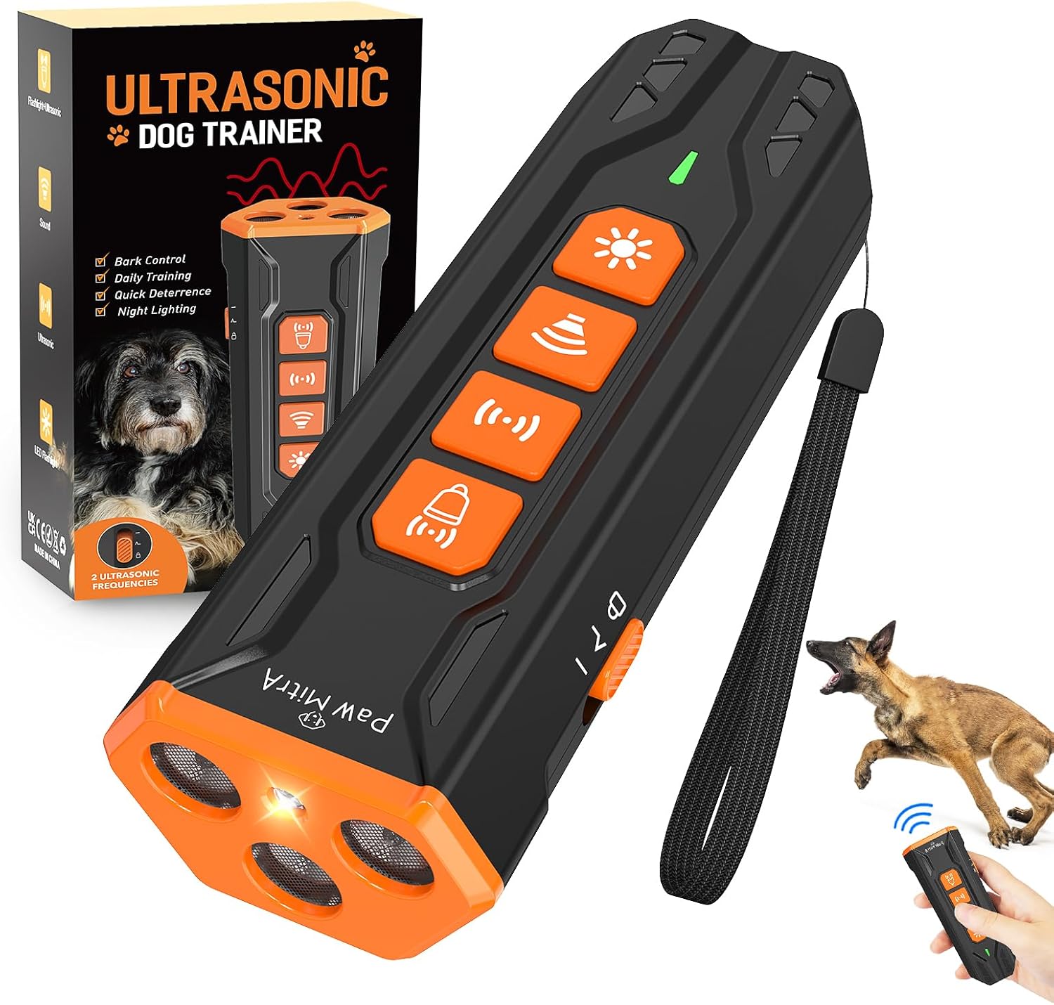 2025 Dog Bark Deterrent Device Rechargeable Ultrasonic Anti-Barking Trainer | 23FT Long-Range No Shock Humane Dog Training Tool, Press Button Instant Control for Indoor & Outdoor Use