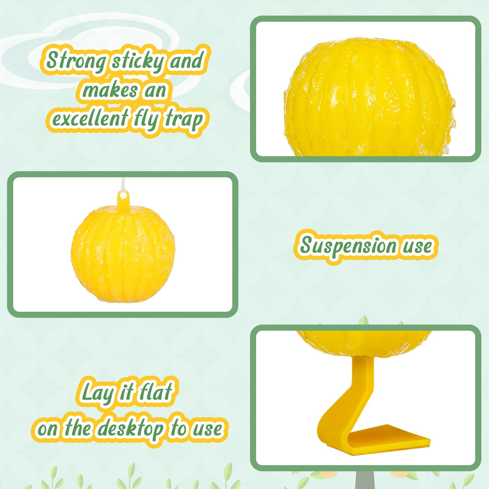 Qualirey 10 trampas adhesivas para moscas de la fruta, trampa de insectos naranja, trampa adhesiva para plantas, árboles, moscas de la fruta, bola adhesiva para atrapar moscas para interiores y