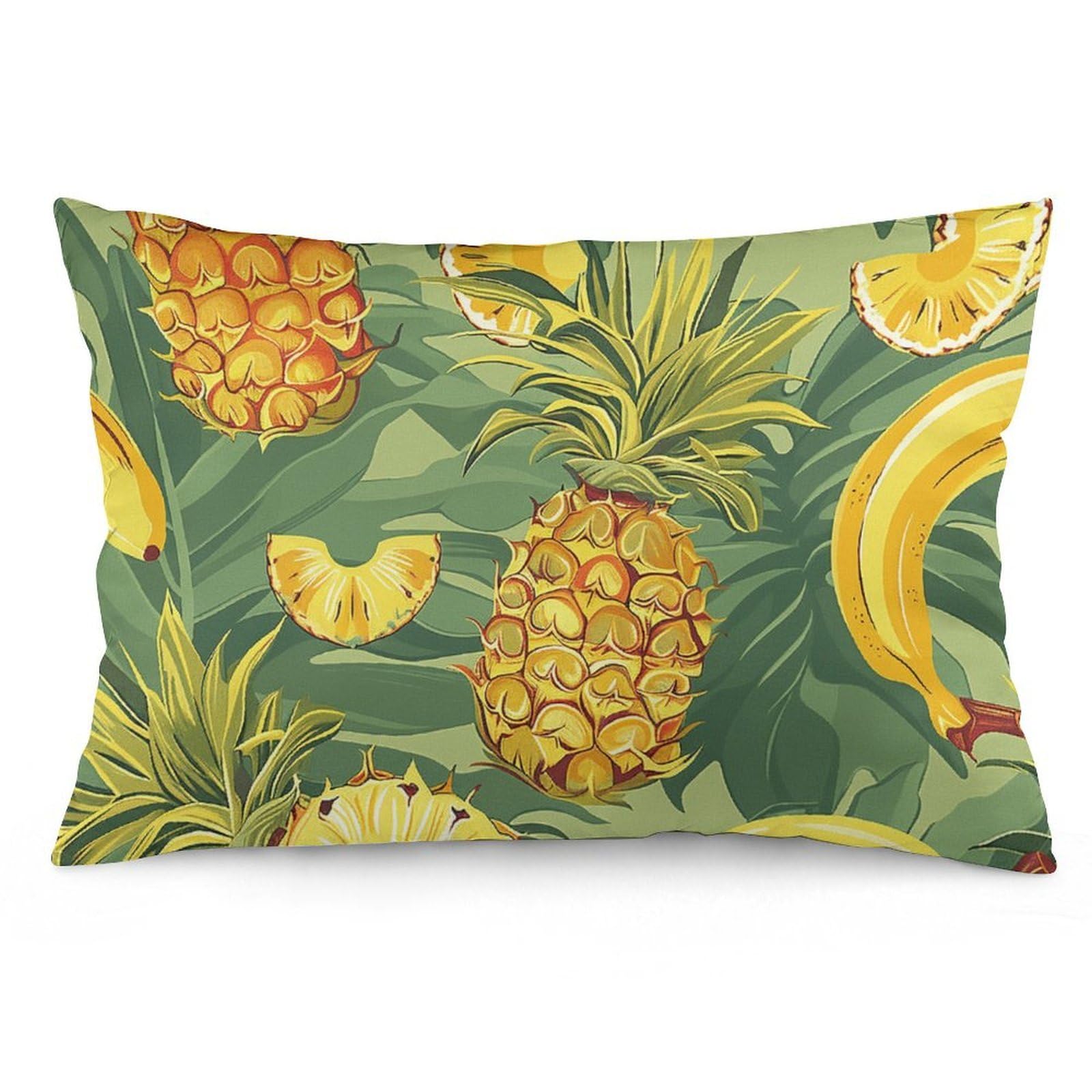 2 Pack Pillow Cases for Hair and Skin, Soft Breathable Pillow Case Covers with Hidden Zipper, Pineapple and Banana Pillowcase 20"x30" Pillow Covers for Sleeping Gift