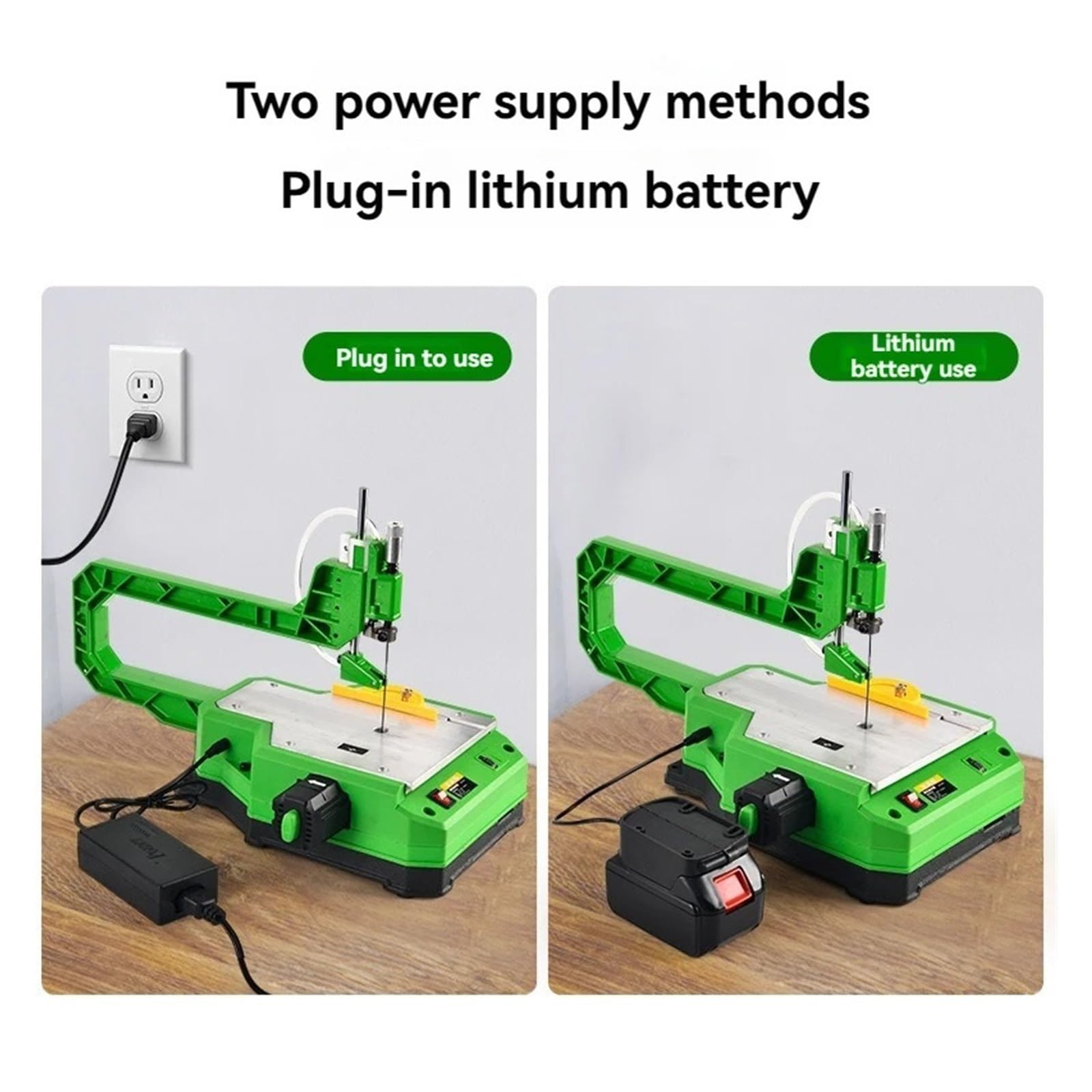 Sierra De Calar Banco Multifuncional Eléctrica, Cortadora Portátil Doméstica For Ahuecado Madera Y Corte Curvo Control De PrecisióN(No battery B)