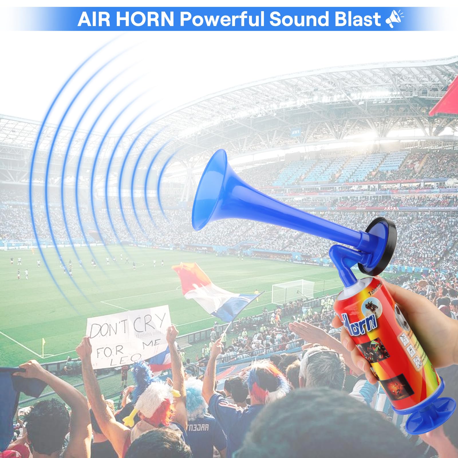 Tromba Stadio ad Aria Manuale,Air Horn per Partite di Calcio, romba Manuale con Pompa Ad Aria per Partite di Calcio, Eventi Sportivi, Nautica, Celebrazioni