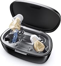 Rechargeable Hearing Aids for Seniors with Noise Canceling, Portable Magnetic Charging Case & 3 Volume Settings, Personal Sound Amplifier for Adults with Hearing Loss