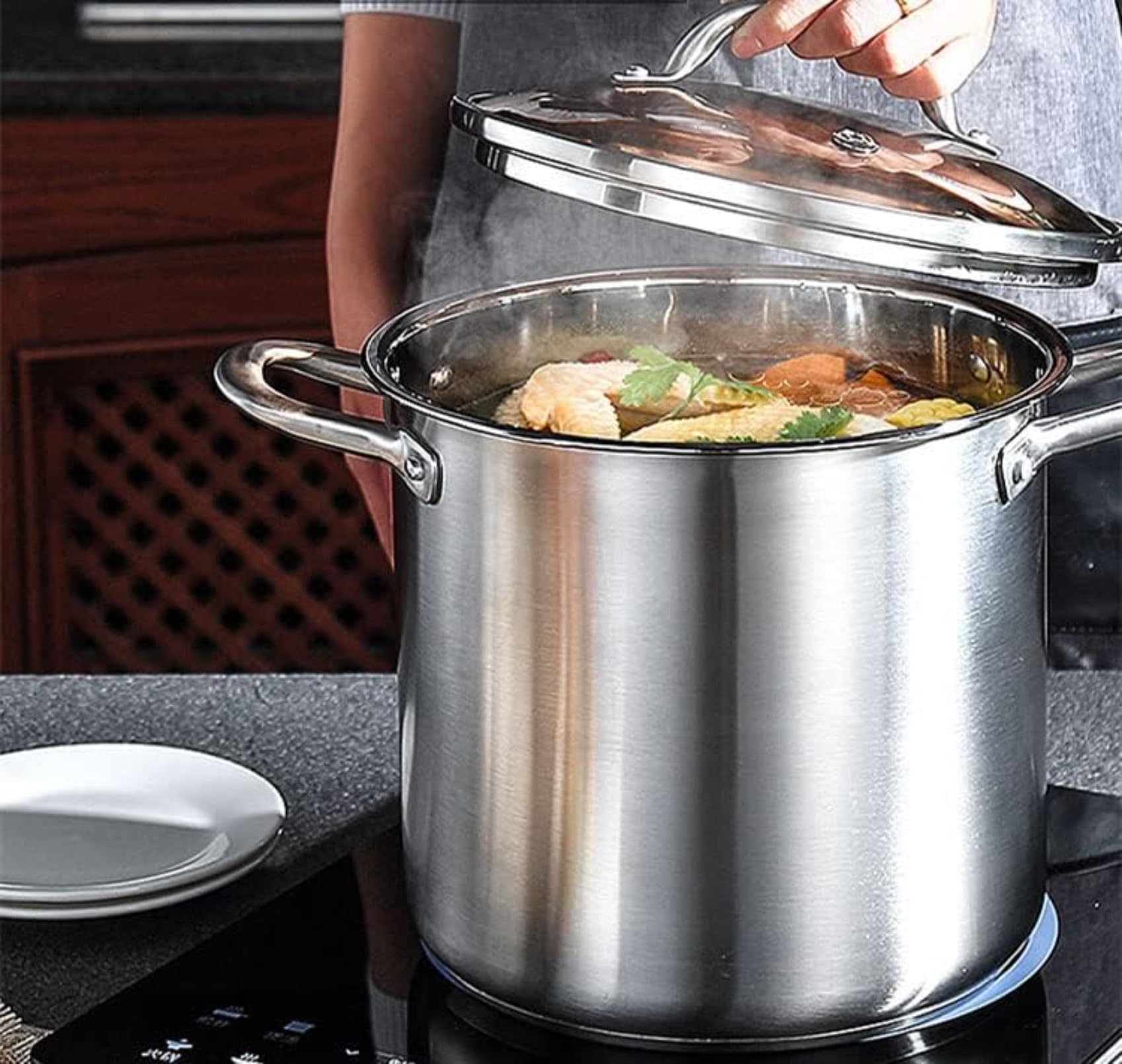 大きなアルミ製寸胴鍋 蓋付き大型 業務用 煮込み鍋 スープ ポット Amazon｜ステンレス 透明蓋付き 寸胴鍋 業務用 鍋 IH対応 煮込み料理