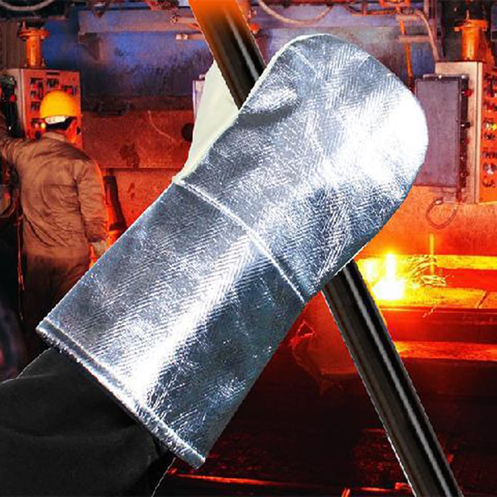 PiWine Gartenhandschuhe, schnittfeste Handschuhe, feuerfeste Handschuhe, 700 ℃ hochtemperaturbeständige Handschuhe, 14-Zoll-Schweißhandschuhe for Metallurgie, Herd, Grill und andere Zwecke