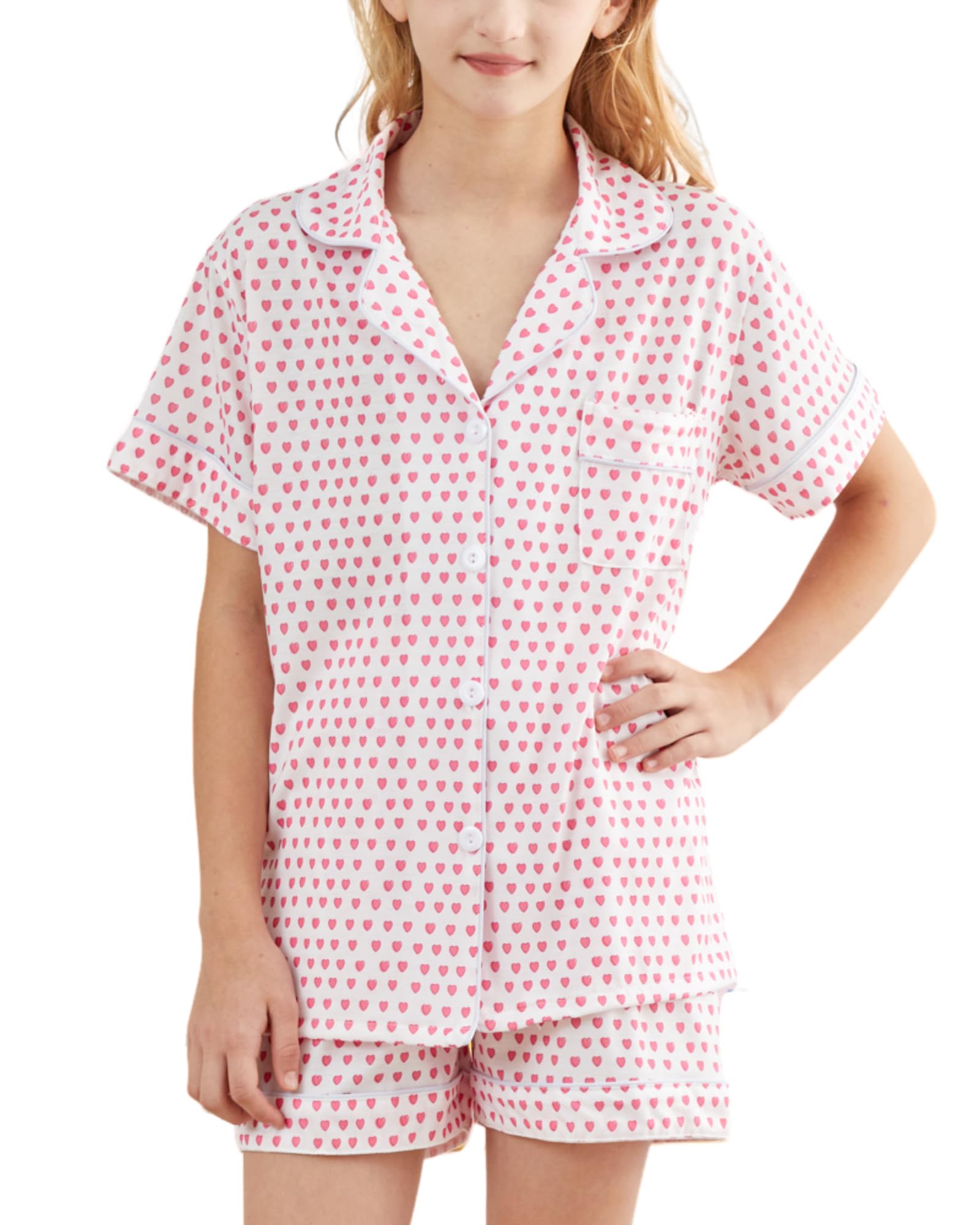 Girls Pajamas Sets, Kids Monkey Button Down Sleepover Loungewear