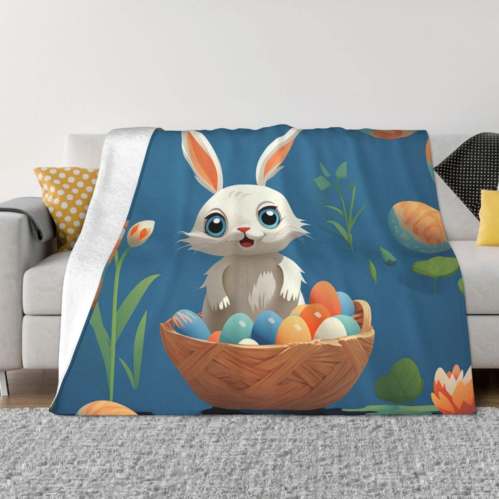 Couverture polaire lapin de Pâques contre le froid plaid léger canapé lit