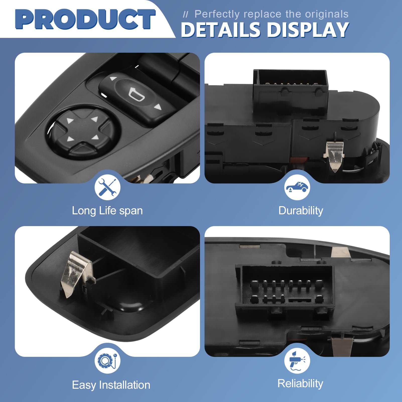 Pulsantiera Interruttore alzacristallo elettrico per P-eugeot 208 2015-2022, 2008 2013-2022, 3008/5008 2018 96751127ZD Master Control Power 96751120ZD