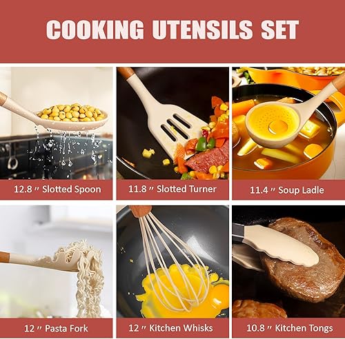 Miniatura 5 de RAXCO Juego de utensilios de cocina, utensilios de cocina y accesorios de 12 piezas, juego de cuchillos de 6 piezas, utensilios de cocina, Khiki