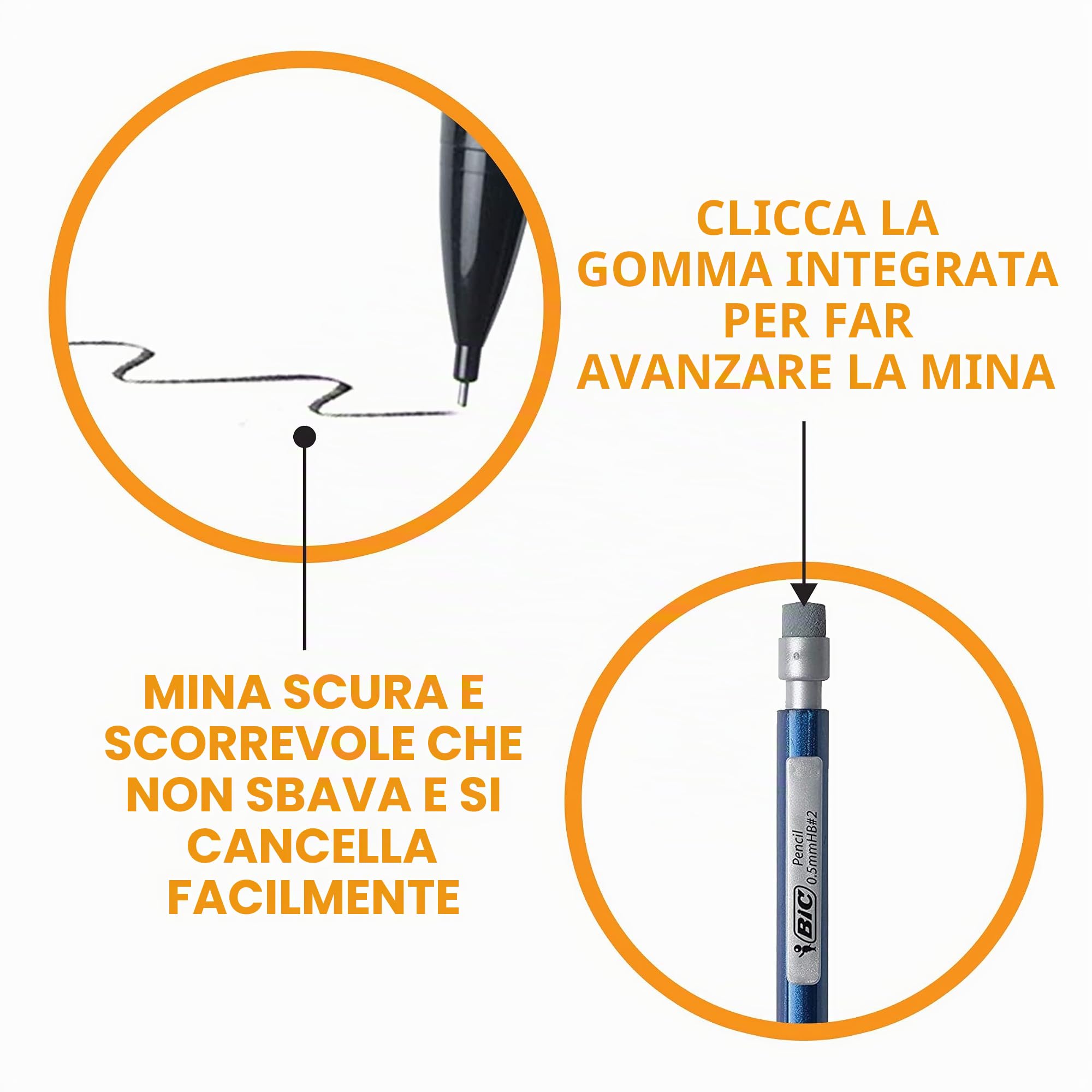 BIC Xtra-Precision - Matite meccaniche con gomme da cancellare, punta fine (0,5 mm), confezione da 144 punti, set di matite da disegno meccaniche