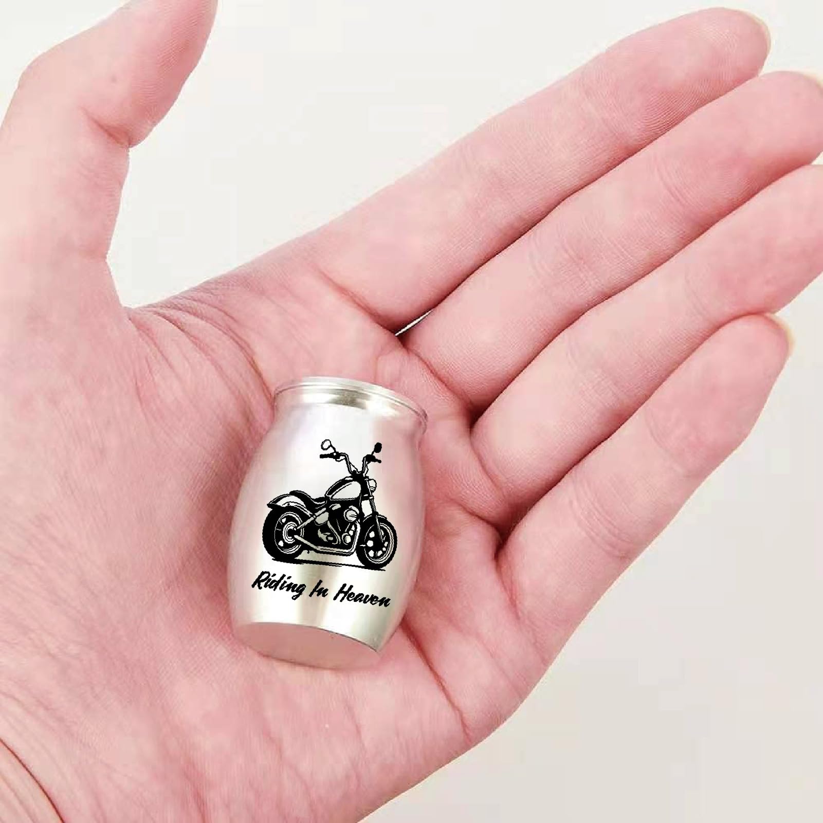 CREATCABIN Motor Bike Urn Small Cremation Urns Alloy Column Riding In Heaven Mini Keepsake Preserve Memorial Ashes Funeral Container Jar Holder for Human Ashes Commemorative Decorative 1.57 x 1.18in - Image 4