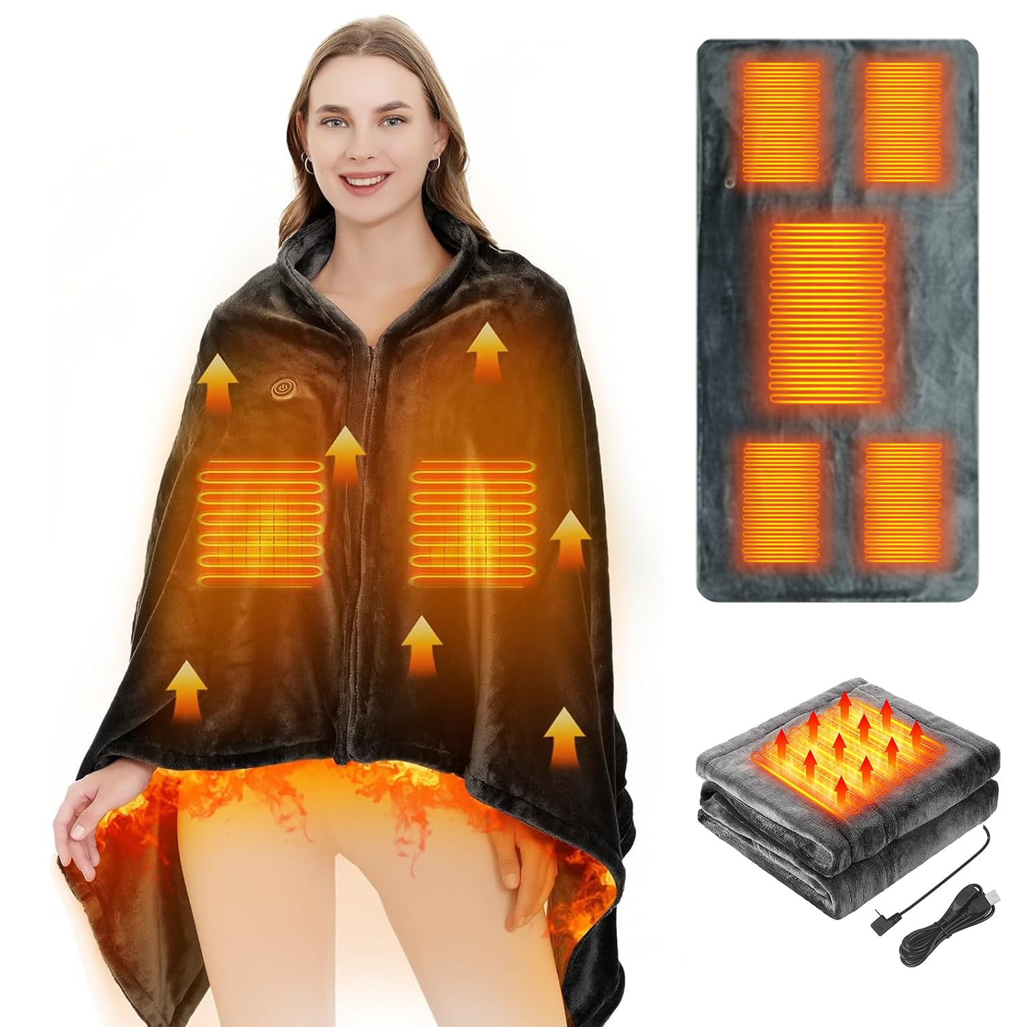 Sungive Heated Blanket USB, Portable Heated Blanket, Wearable Blanket Single, 59