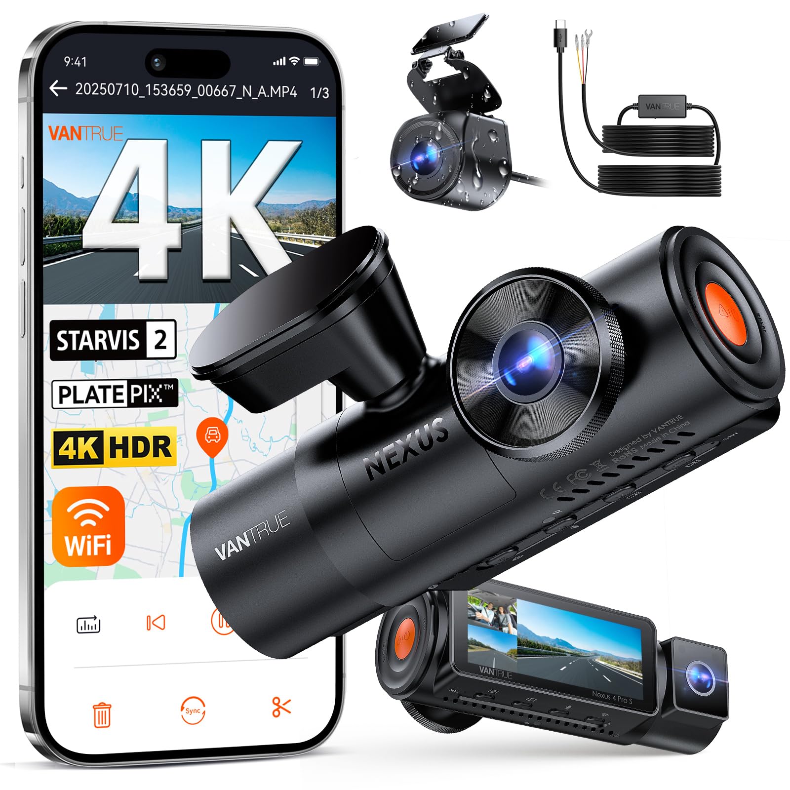 アクセサリー VANTRUE N4 Amazon.com: [Bundle-2 Items: Vantrue N4 Pro S 4K 3CH & Hardwire