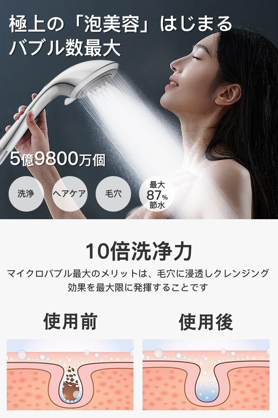 Amazon.co.jp: [VIVIDA] シャワーヘッド マイクロナノバブル