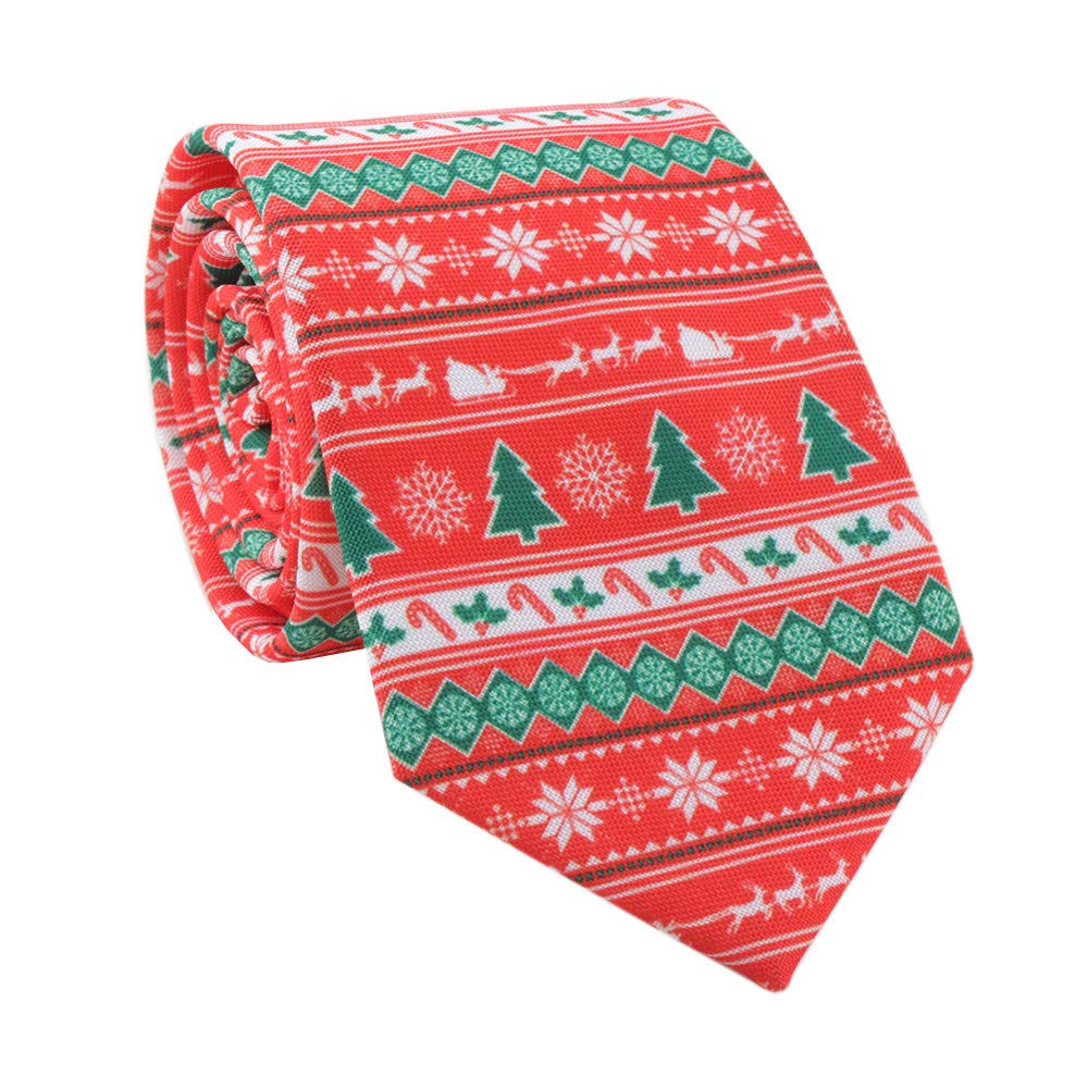 Foetest Christmas Tie Xmas Accessories Printed Tie Santa Claus Christmas Tree Elk Snowman Tie Decorative Dress,Tie Width 3.15in