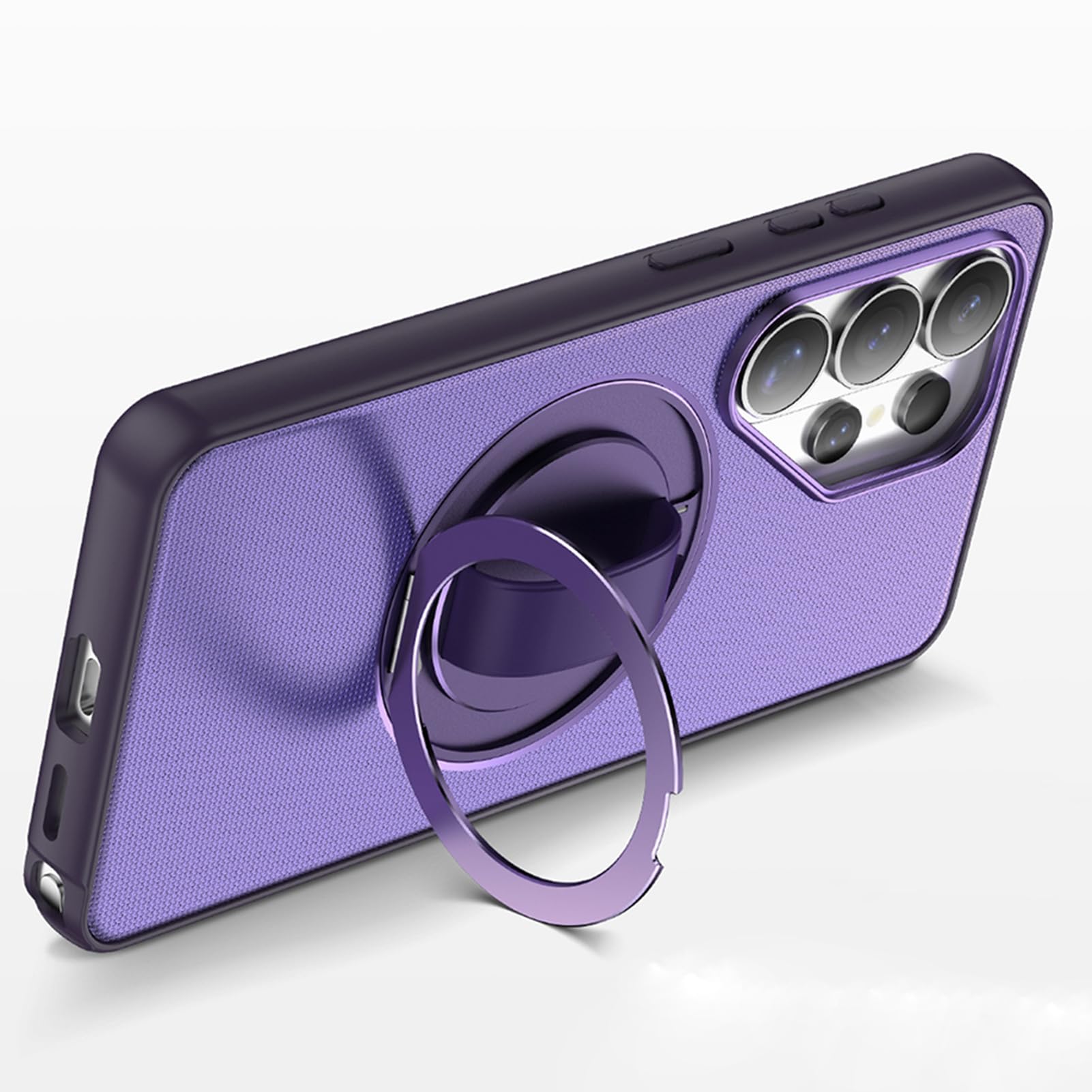 Magnetyczne etui do Samsung Galaxy S26 Ultra/S26+/S26, regulowany pasek na palec z pierścieniem ultra cienka obudowa ochronna na aparat, fioletowy, S26+