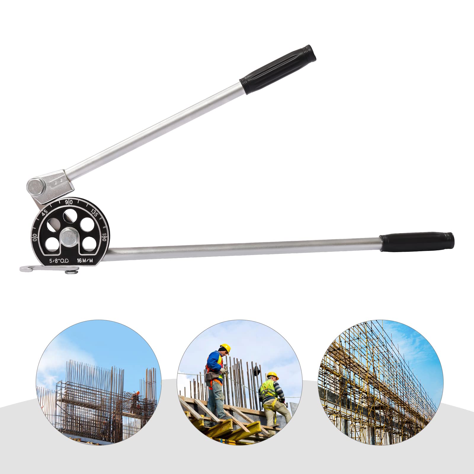 Curvatubi da 5/8 pollici, regolabile da 0 a 180°, pinza piegatubi in acciaio legato con manici antiscivolo, piegatubi manuale per tubi in rame e alluminio, ideale per sanitari Heizu