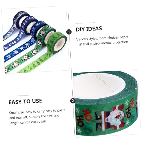 Miniatura 7 de SEWACC 10 unidades de cinta Washi de Navidad, álbum de cintas, etiquetas de Navidad, calcomanías de envoltura de Navidad, cinta de manualidades,