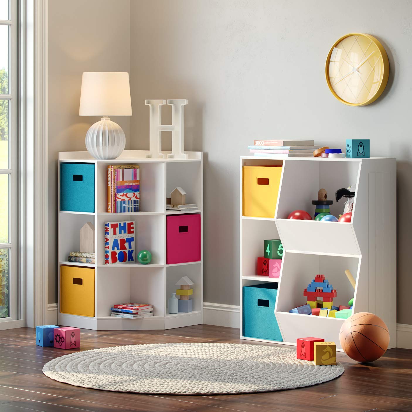 BABIES ヒンジボックス B セット RiverRidge Kids Toy Storage Corner Cabinet with 6 Cubbies