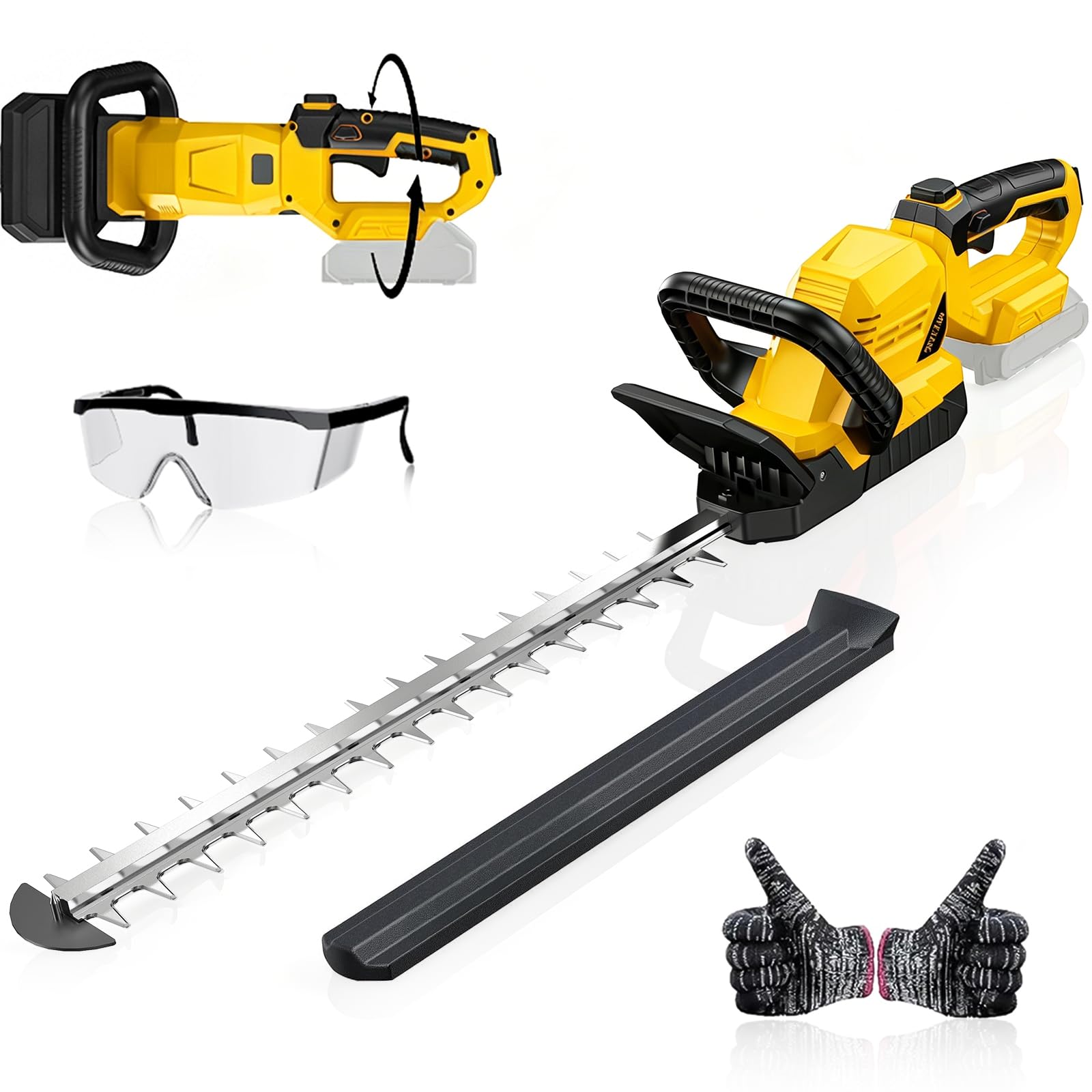 Photo 1 of [Defective: Gears grinding and overheats.] DEVTBLUN Cordless Hedge Trimmer Compatible with Dewalt 20V Battery (Tool Only), 20" Bush Trimmer, 3000RPM Electric Hedge Trimmer, 180°Rotatable Head, Battery Powered Hedge Trimmer for Yard, Garden