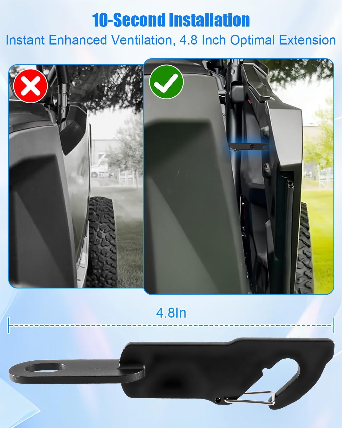 1 Pair Heavy-Duty UTV Door Latch Extenders, Airflow Ventilation Boosters Fits for Polaris RZR XP 1000/4 Turbo 900 Models 2014-2023, 4.8-Inch Rust-Resistant Air Circulator