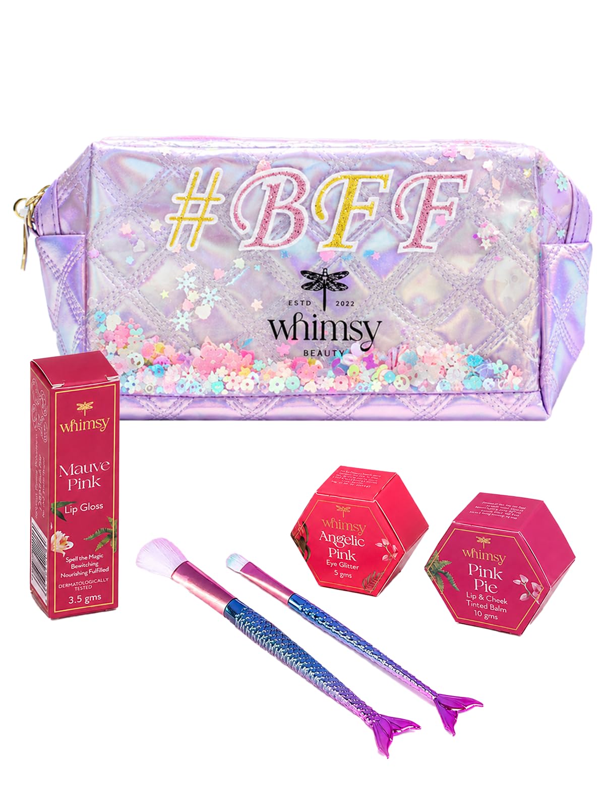 Whimsy 5-Piece Organic Makeup Kit for Girls, Preteens & Teens | Safe & Skin-Friendly Beauty Set | Non-Toxic Real Toy Makeup | Eye Glitter, Lip Cheek Tint, Kids Lip Gloss & Mermaid Brushes-image-31