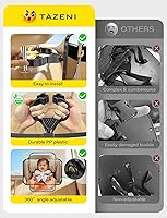 Vista 2 de Espejo de coche para bebé, diseño de gancho ultra estable, para asiento trasero de bebé, seguro e inastillable, visión clara de 360°, accesorios