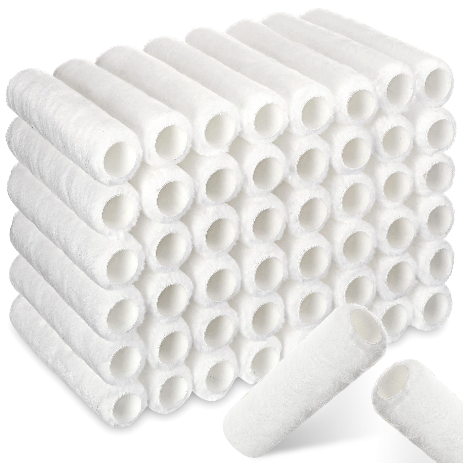 Pinkunn 48 cubiertas de rodillo de pintura de 9 x 1/2 pulgadas, cubiertas de rodillo de microfibra de alta capacidad para marco de pincel, suministros de pintura de casa para todas las superficies,