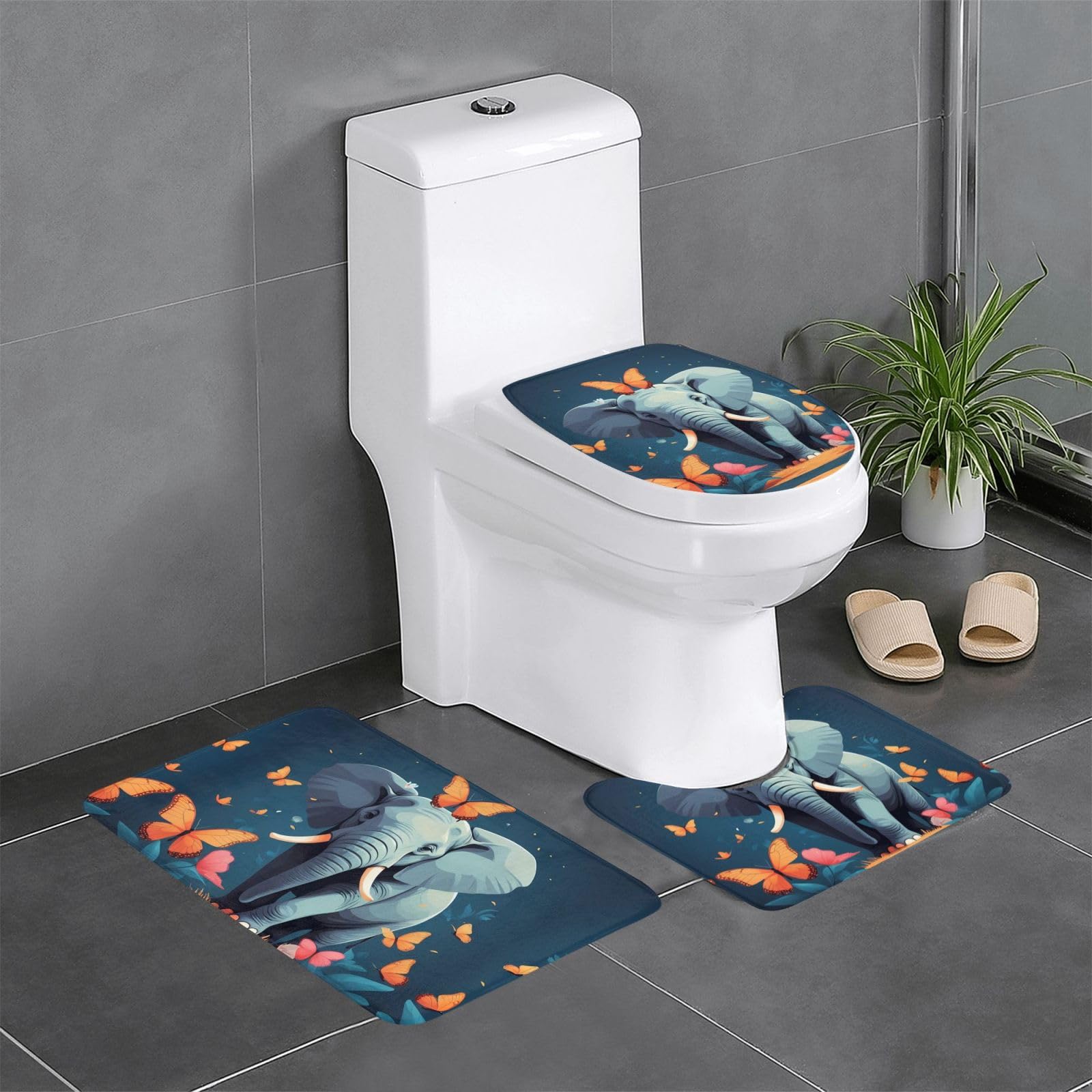 Tapis de salle de bain antidérapant évite les glissades lot de 3 WC