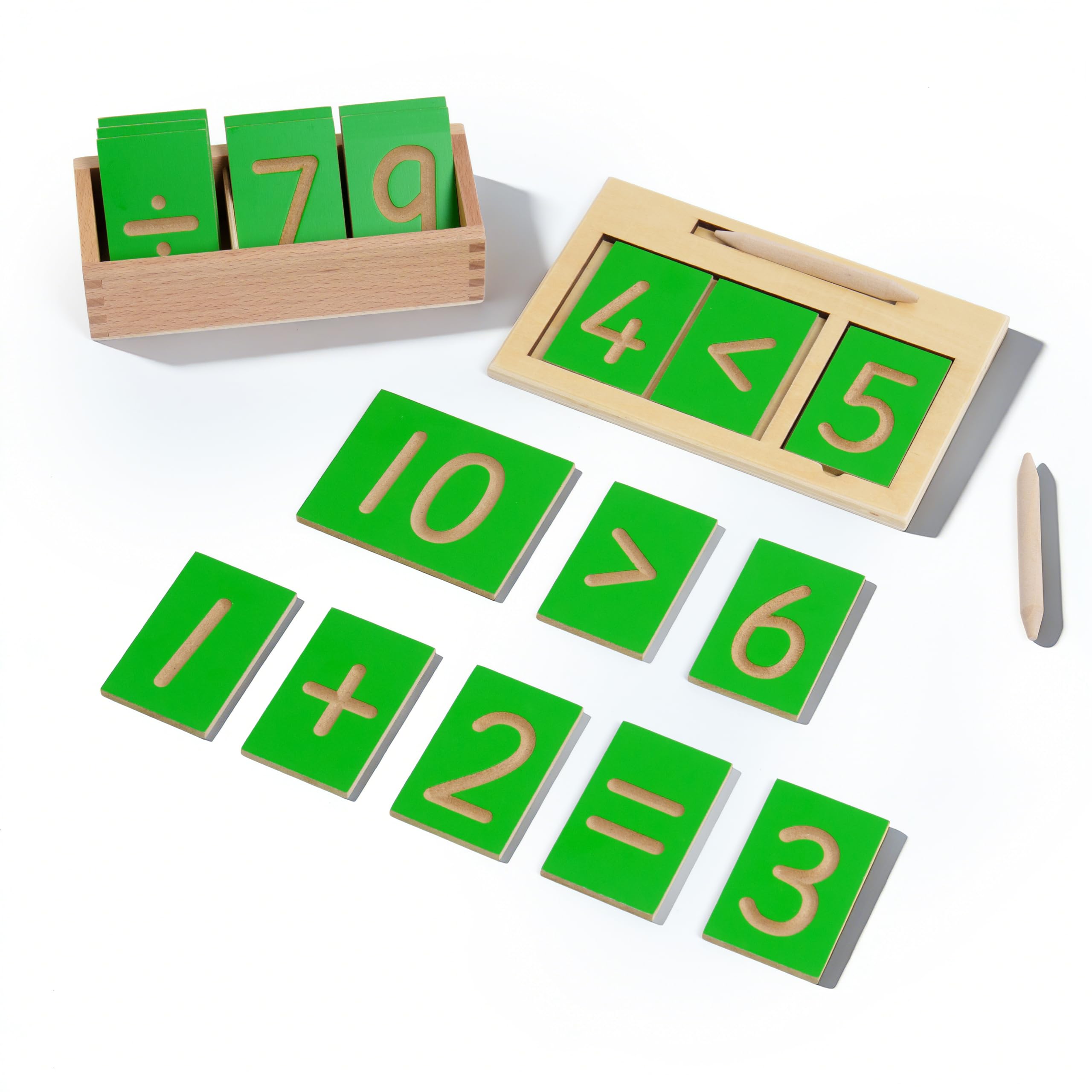 Montessori - Letras, gramática y lectura, juegos educativos de madera para preescolar y primaria, educación en el hogar y aula (tablero Montessori dígitos)