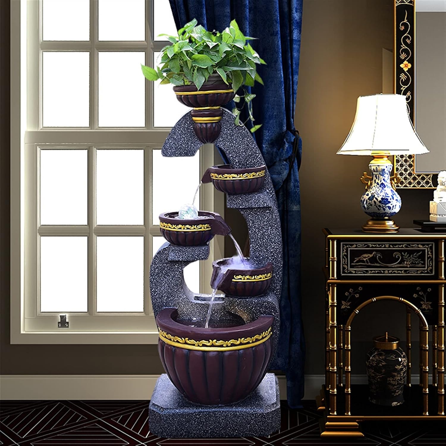 Desktop Fountain Tabletop Water Fountain Office Lucky Feng Shui Desktop Fountain Office Balcony Porch Decoration - for Home Office Relaxation Relaxation Indoor Tabletop Fountain ( Color : B )