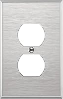 Vista 33 de ENERLITES Placa de pared de metal dúplex para receptáculos, cubierta de salida de acero inoxidable, resistente a la corrosión, tamaño de 1 banda