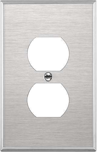 Miniatura 9 de ENERLITES Placa de pared de metal para receptáculo dúplex, tapa de tomacorriente, resistente a la corrosión, tamaño estándar de 1 banda, 4.50 x 2.76