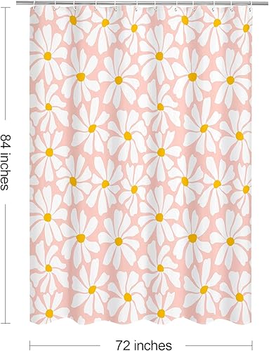 Miniatura 48 de Cortina de ducha floral de margaritas azules, cortina de ducha bohemia con flores de primavera para baño femenino, juego de cortina de ducha moderna