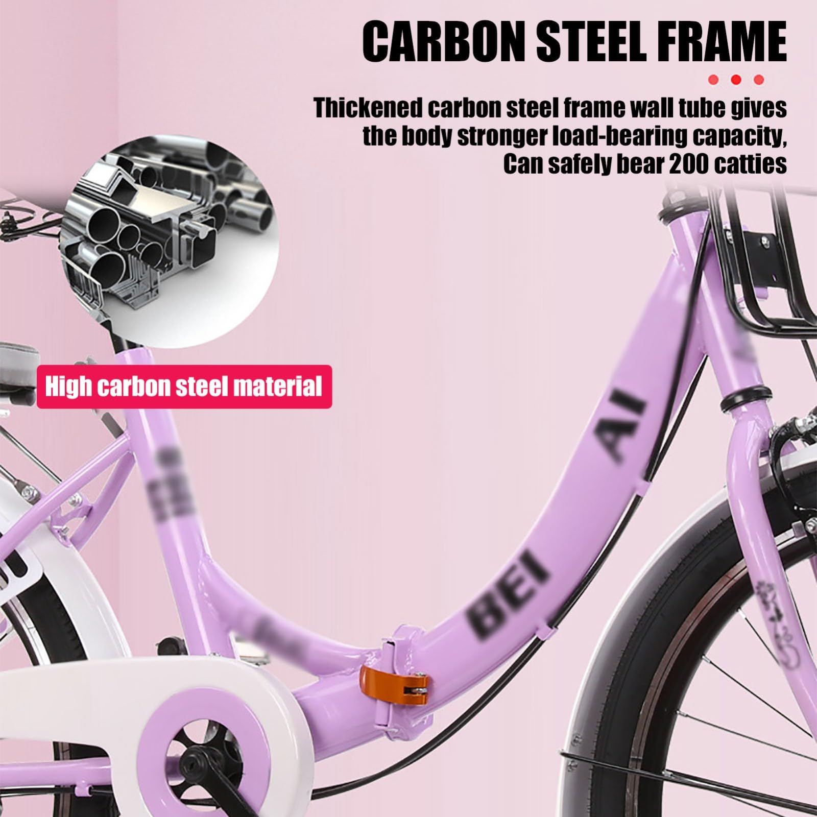 Vélo Pliant 20"/22"/24"/26" - 21 Vitesses, Cadre en Acier Carbone, Vélo Pliable pour Les Trajets en Ville, Vélo Pliable avec Coussin