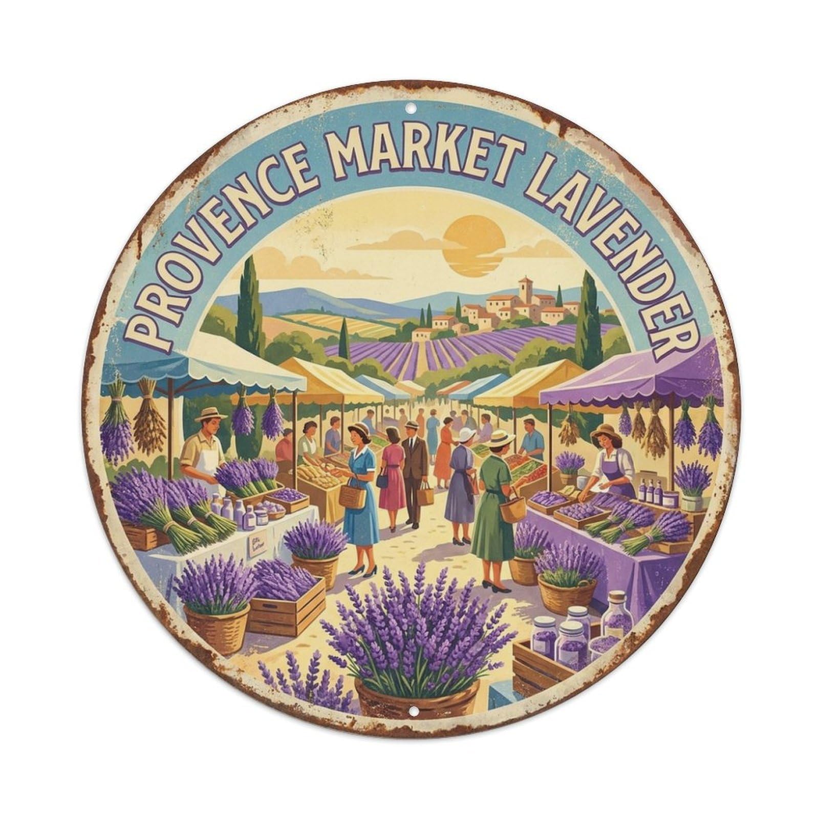 Culinary Travel Market Lavender Provence Country Metal Tin Sign