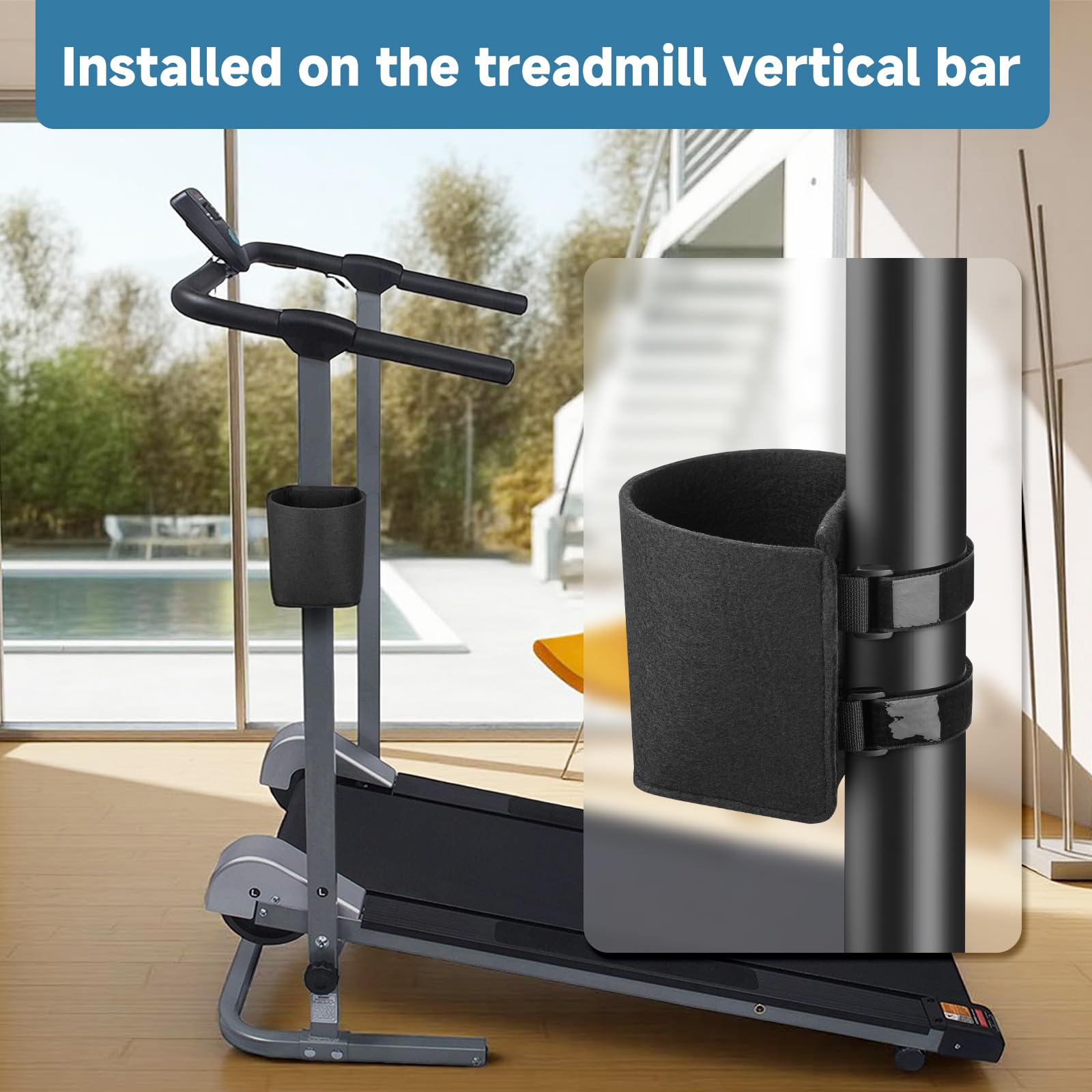 Xxerciz Porte-gobelet, Tapis de Course, Porte-Bouteille d'eau avec Deux Sangles réglables, Support Universel pour Poussette, vélo, Fauteuil Roulant, Chariot de Golf, déambulateur, Scooter (Noir)