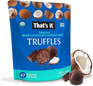 That's it. Organic Belgian Dark Chocolate & Coconut DateTruffles. 100% Plant-Based, Vegan, Gluten-Free, 47 Calories per Truffle, All Natural (20 OZ)