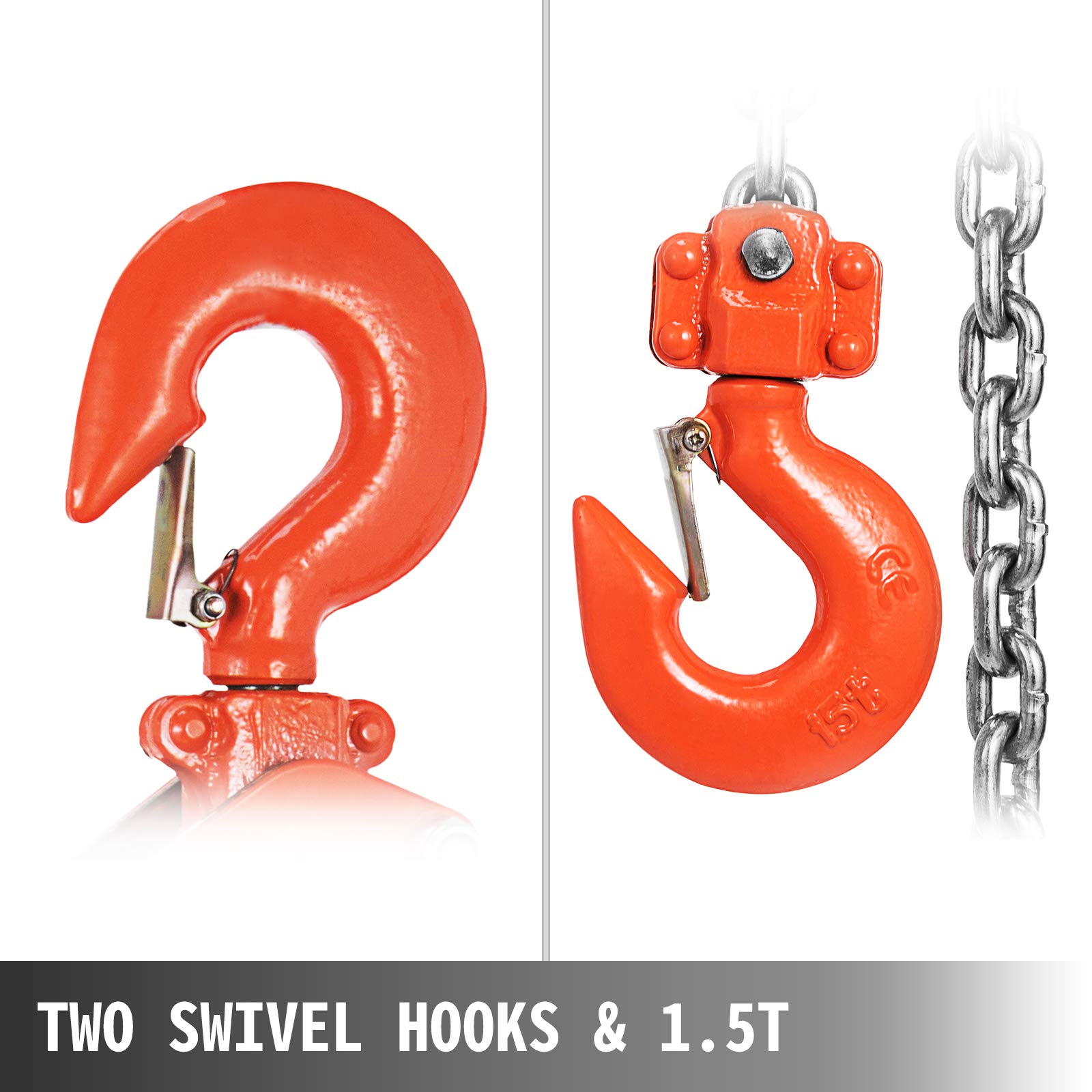 VEVOR 1.5T Chian Hoist Manual Lever Chain Hoist 3M 3300lbs 10ft